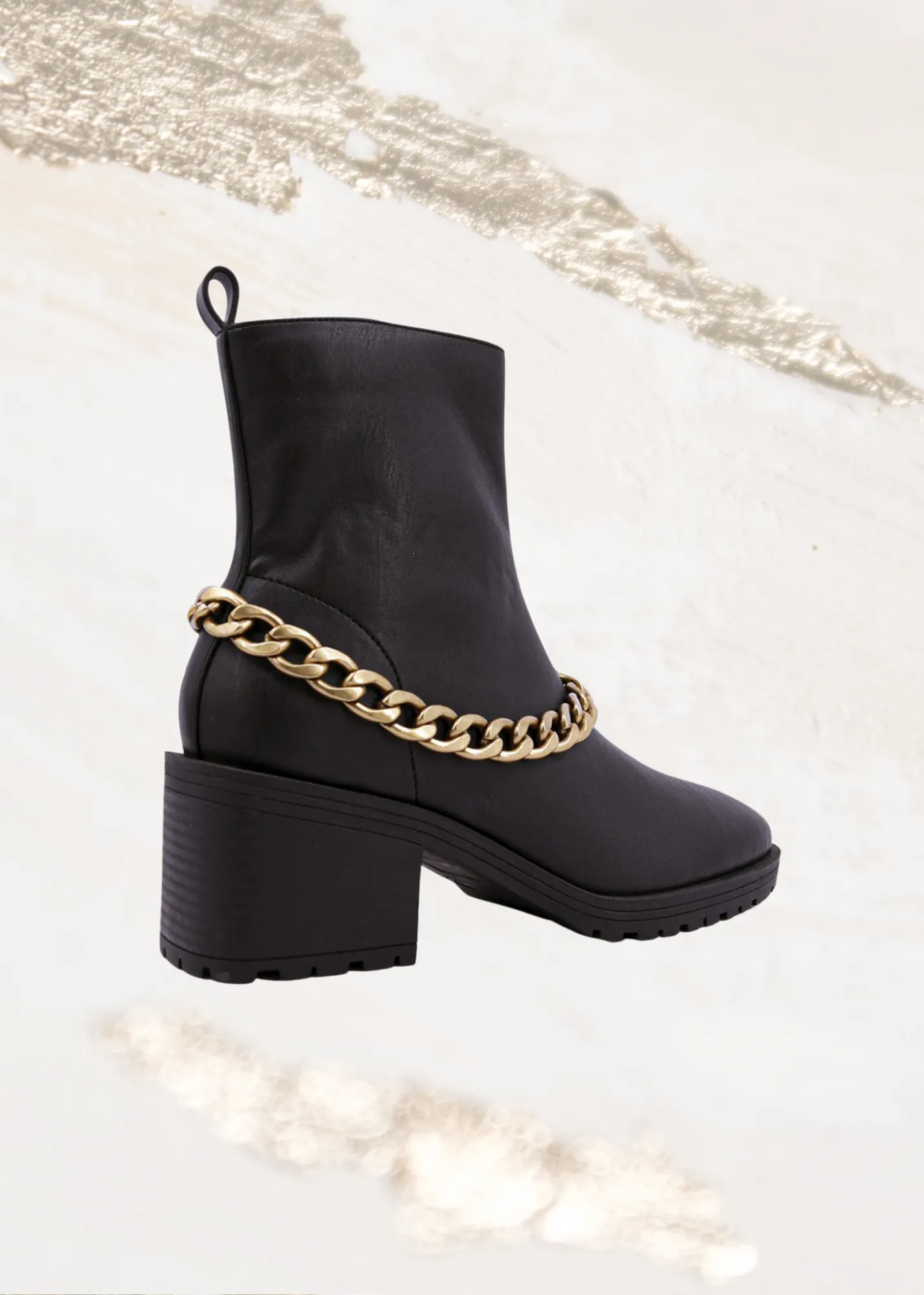 Shu Shop Yenni Black Combat Boot with Chain