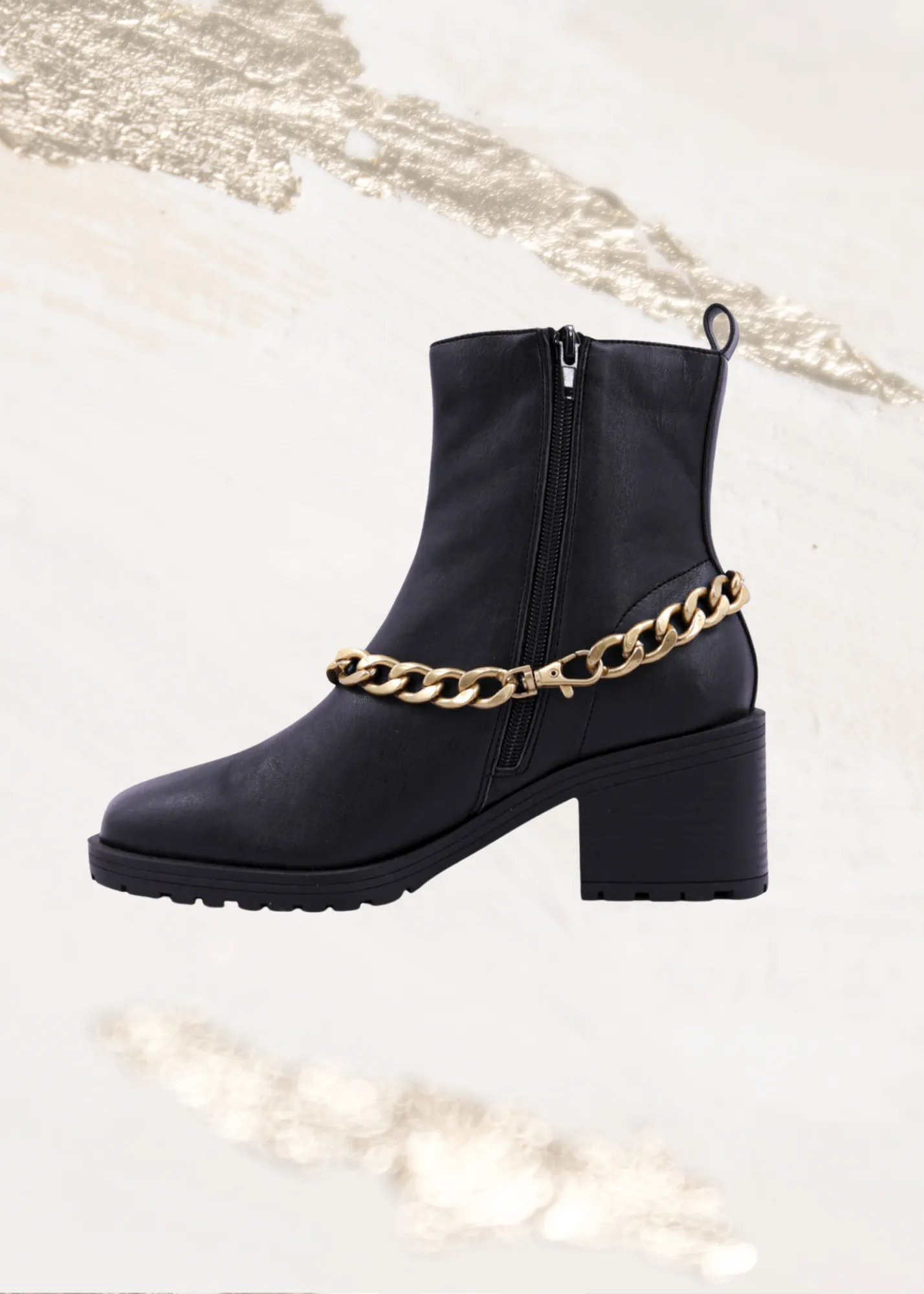 Shu Shop Yenni Black Combat Boot with Chain