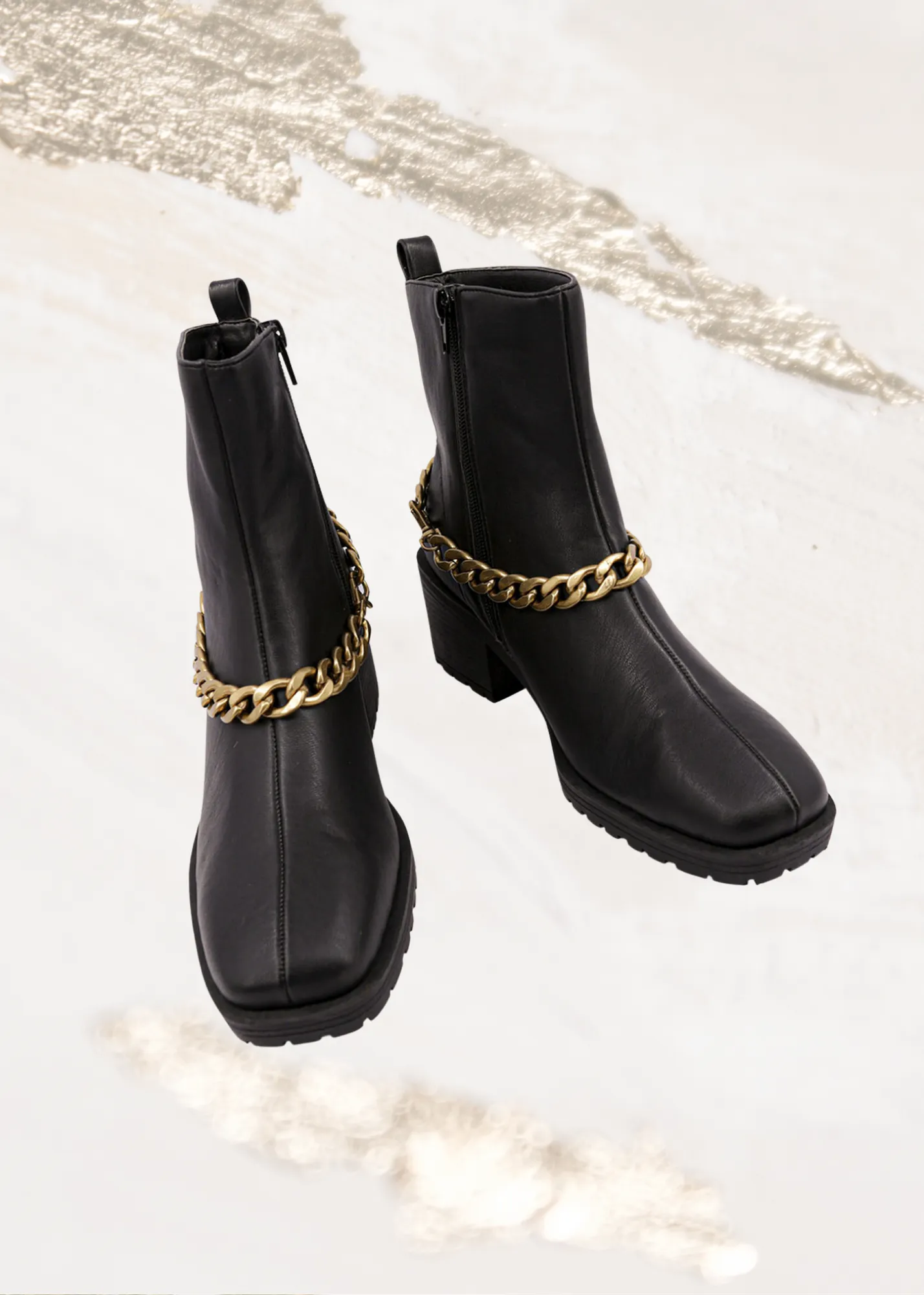 Shu Shop Yenni Black Combat Boot with Chain