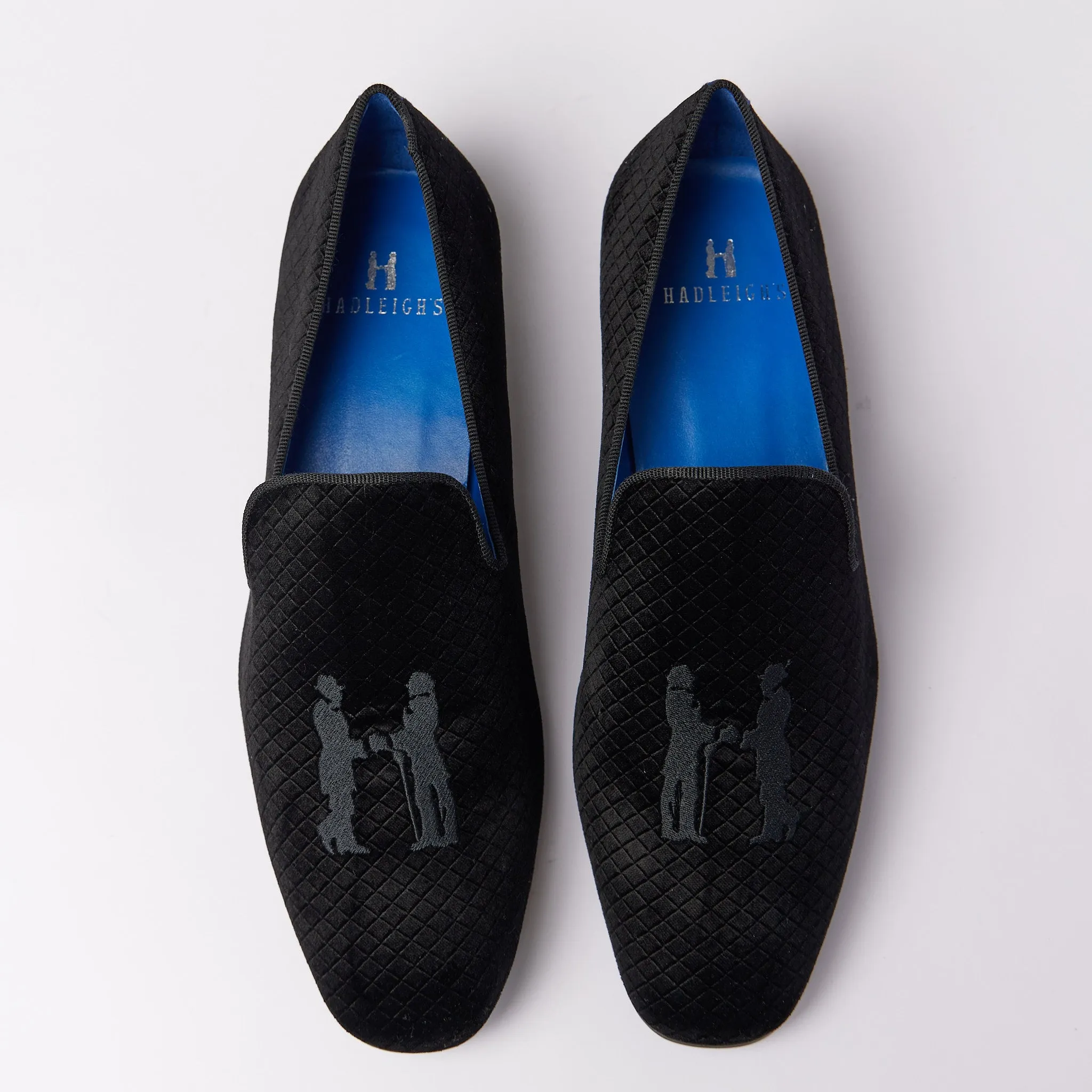 Slipper in Black Velvet with Black Logo