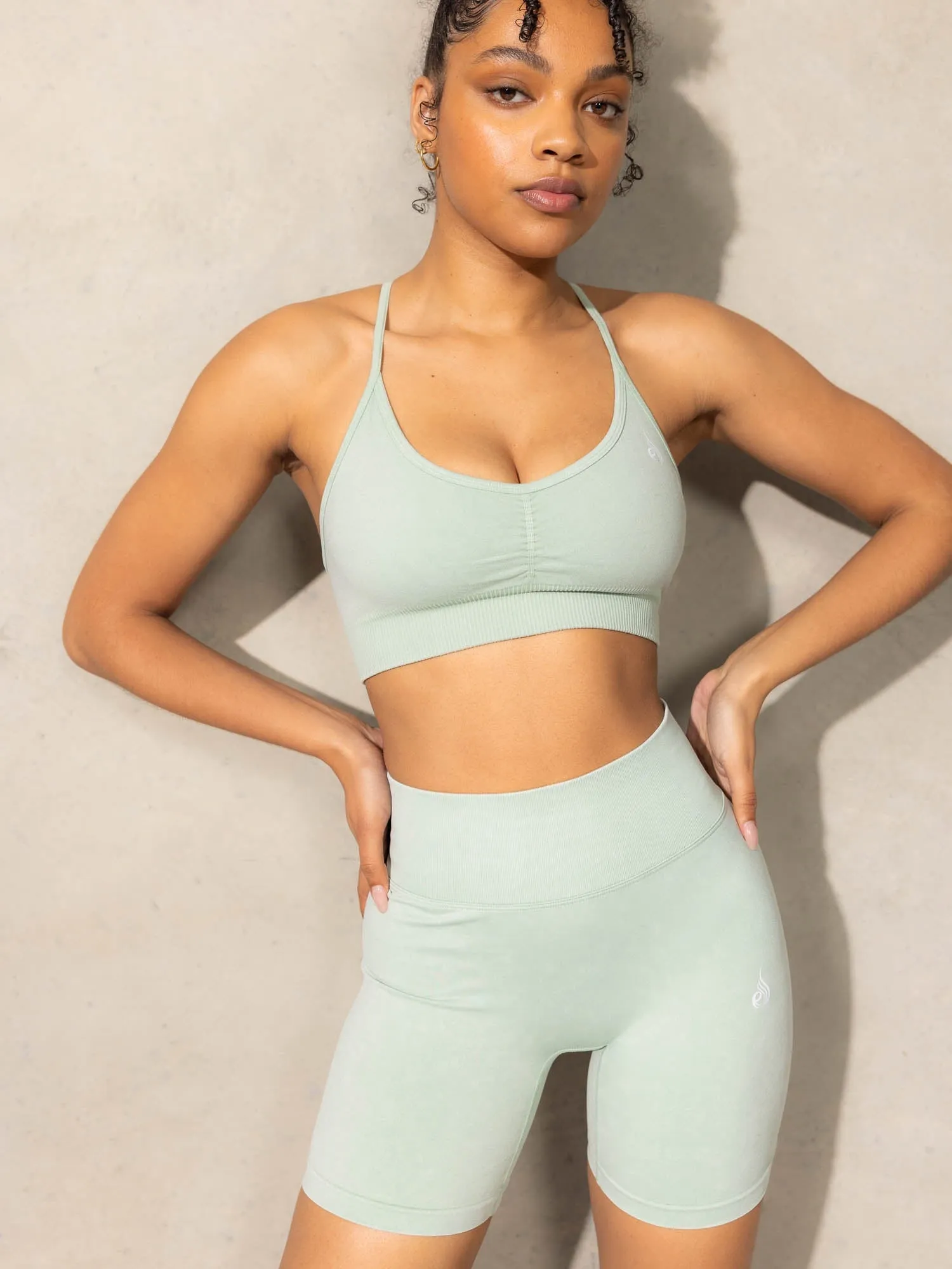 Stonewash Seamless Sports Bra - Mint Stonewash