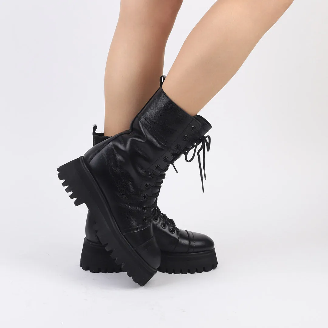 TROPAZ BROWN - flatform army boots