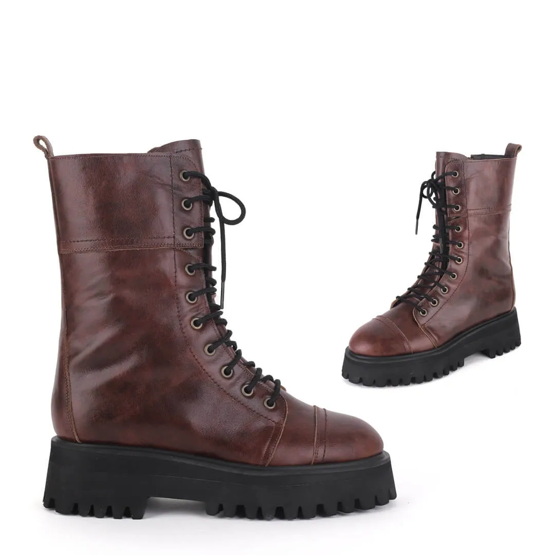 TROPAZ BROWN - flatform army boots