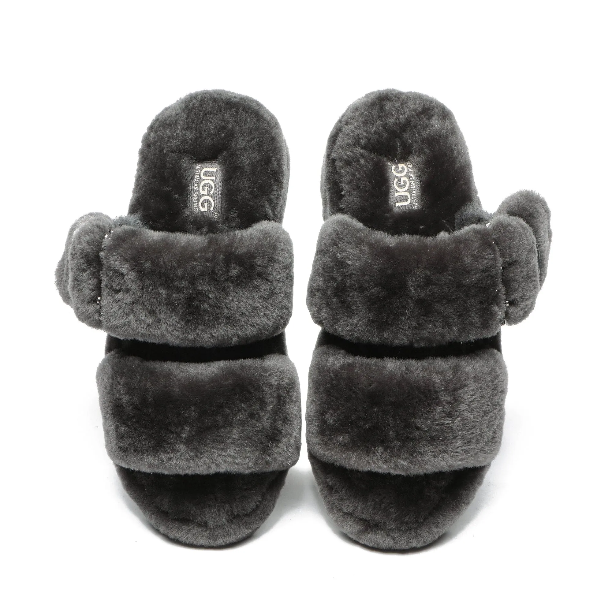 UGG Jamella Fluffy Platform Slides