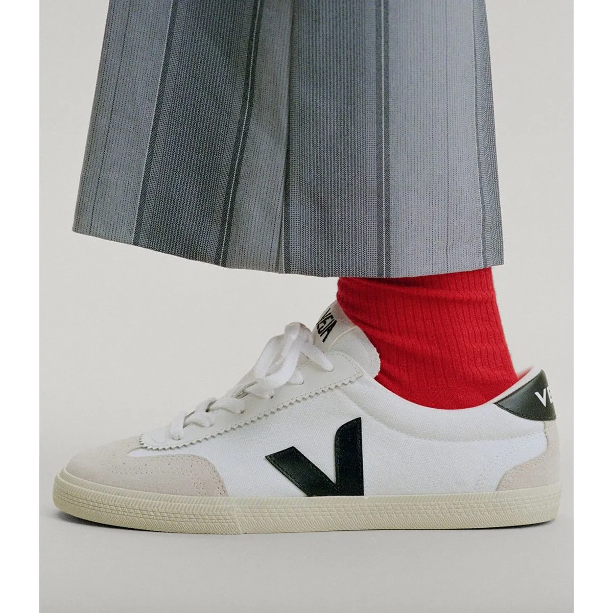 Veja Men's Volley Canvas Sneaker in White Black