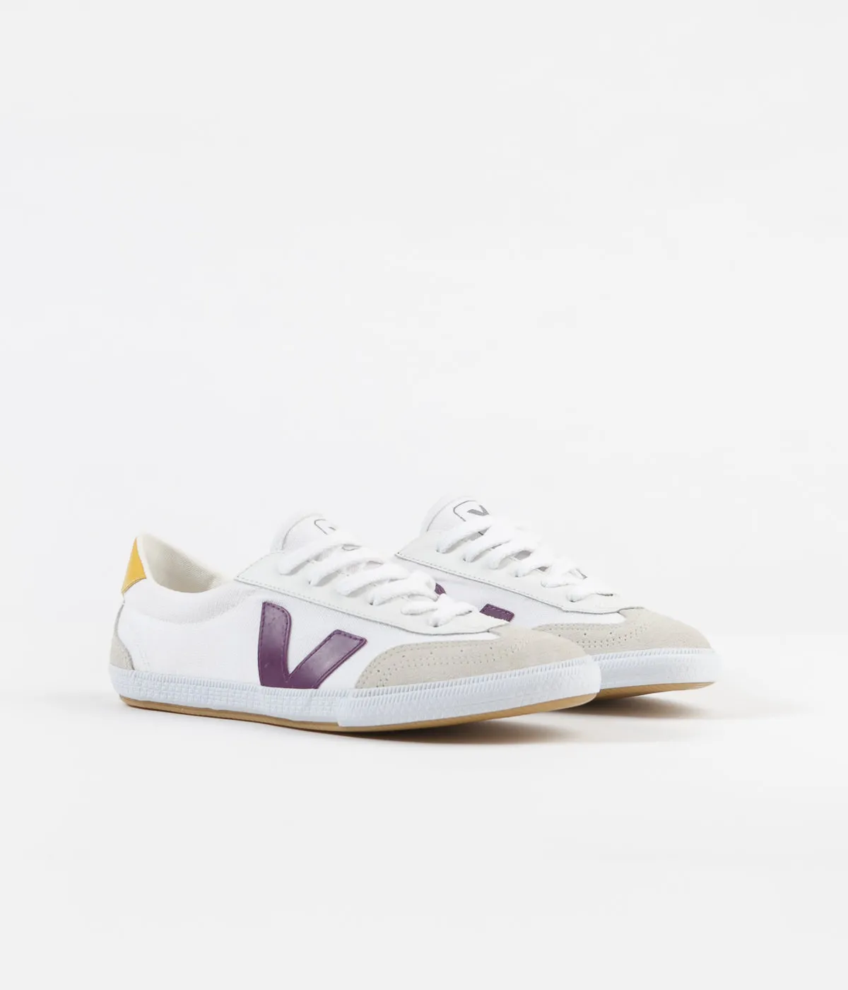 Veja Womens Volley Canvas Shoes - White / Berry / Gold / Yellow