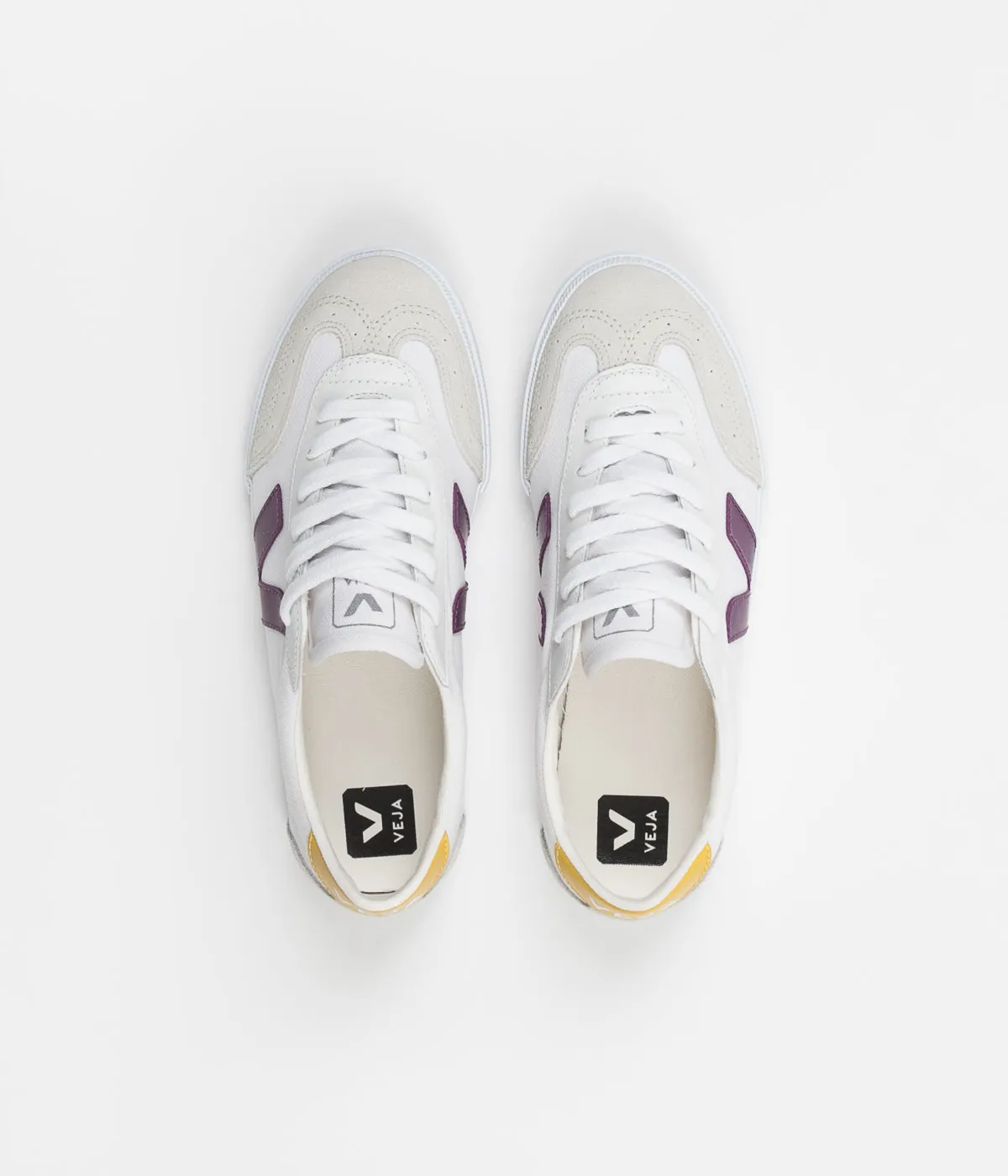 Veja Womens Volley Canvas Shoes - White / Berry / Gold / Yellow