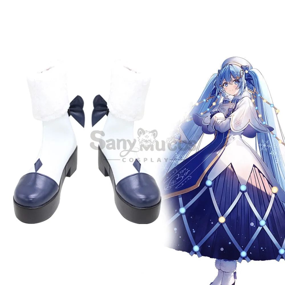 Vocaloid Hatsune Miku Cosplay Snow Miku 2021 Cosplay Shoes