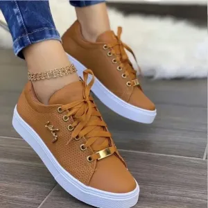 Vulcanized Women's Casual Sneakers | 2024 Fashion Lace-Up Flats | Plus Size 43 Outdoor Walking Shoes | Zapatillas Mujer