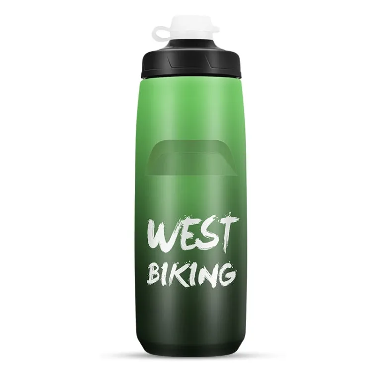 WEST BIKING 750ML Bicycle Water Bottle Portable Outdoor Cycling Water Cup, Color: Black Green Gradient