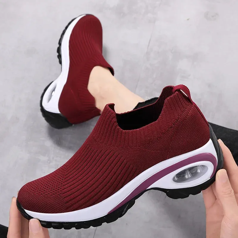 Women's Fashion Wedge Platform Sneakers - Casual Air Cushion Sport Shoes for Ladies