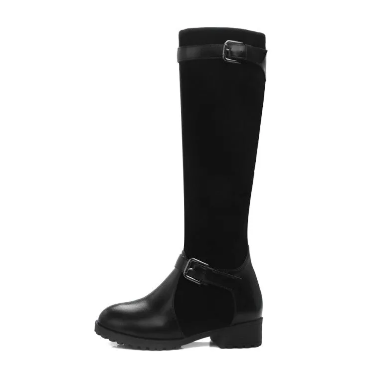 Women's Low Heeled Buckle Riding Boots