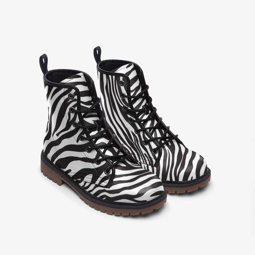 Zebra Stripe Lace Up Boots