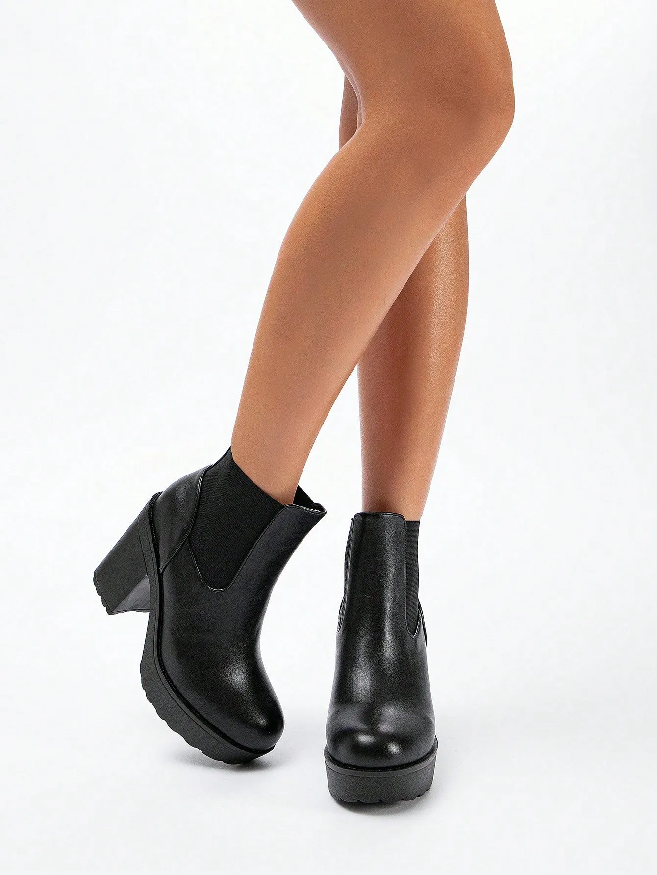 Zipper Side Platform Chunky Heeled Combat Boots