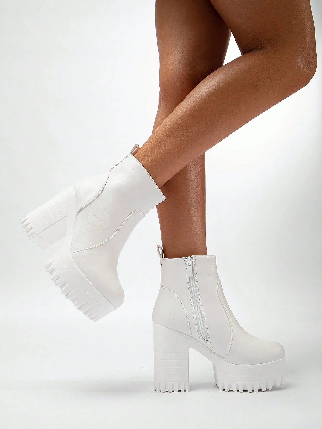 Zipper Side Platform Chunky Heeled Combat Boots