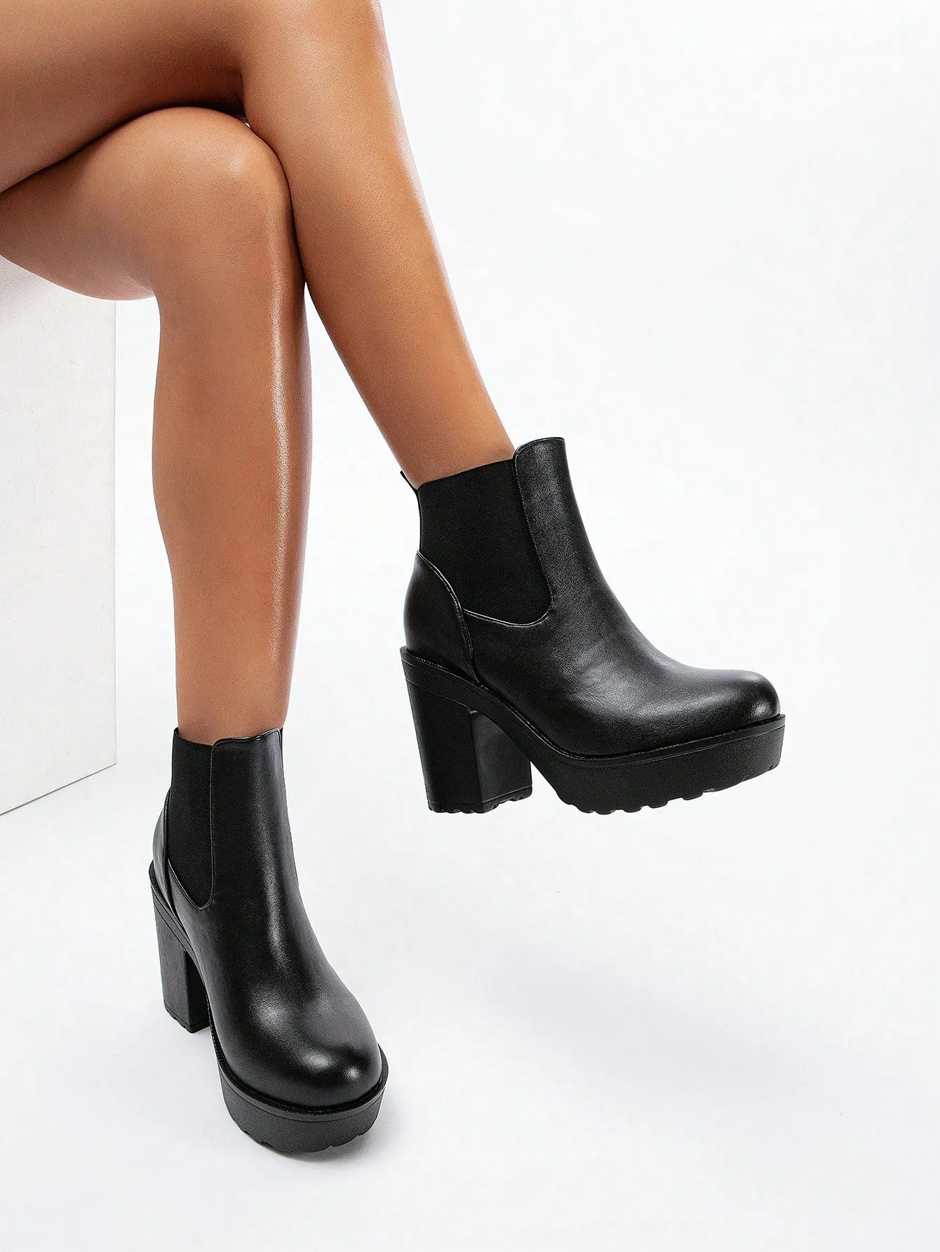 Zipper Side Platform Chunky Heeled Combat Boots