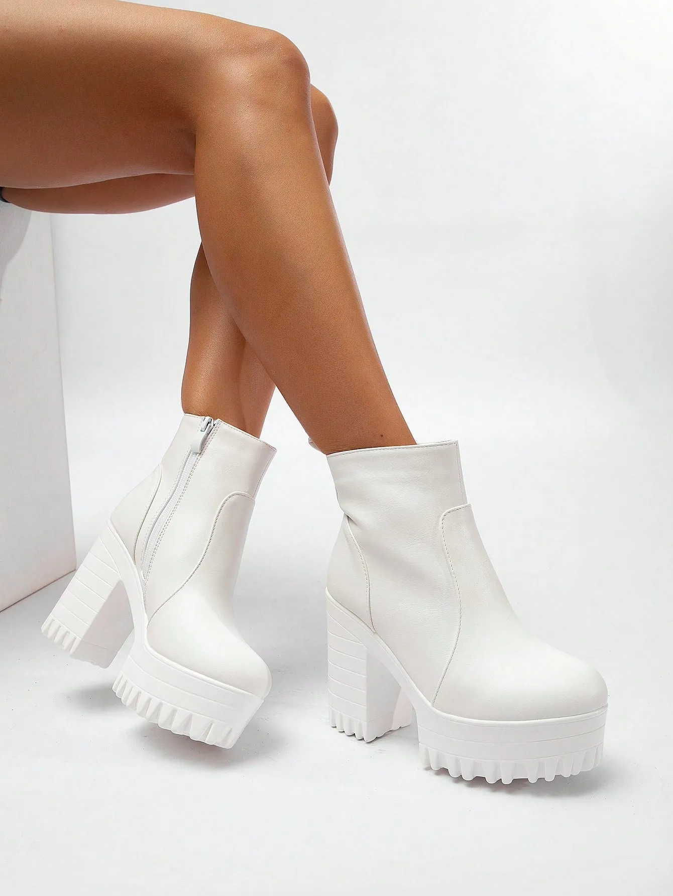 Zipper Side Platform Chunky Heeled Combat Boots