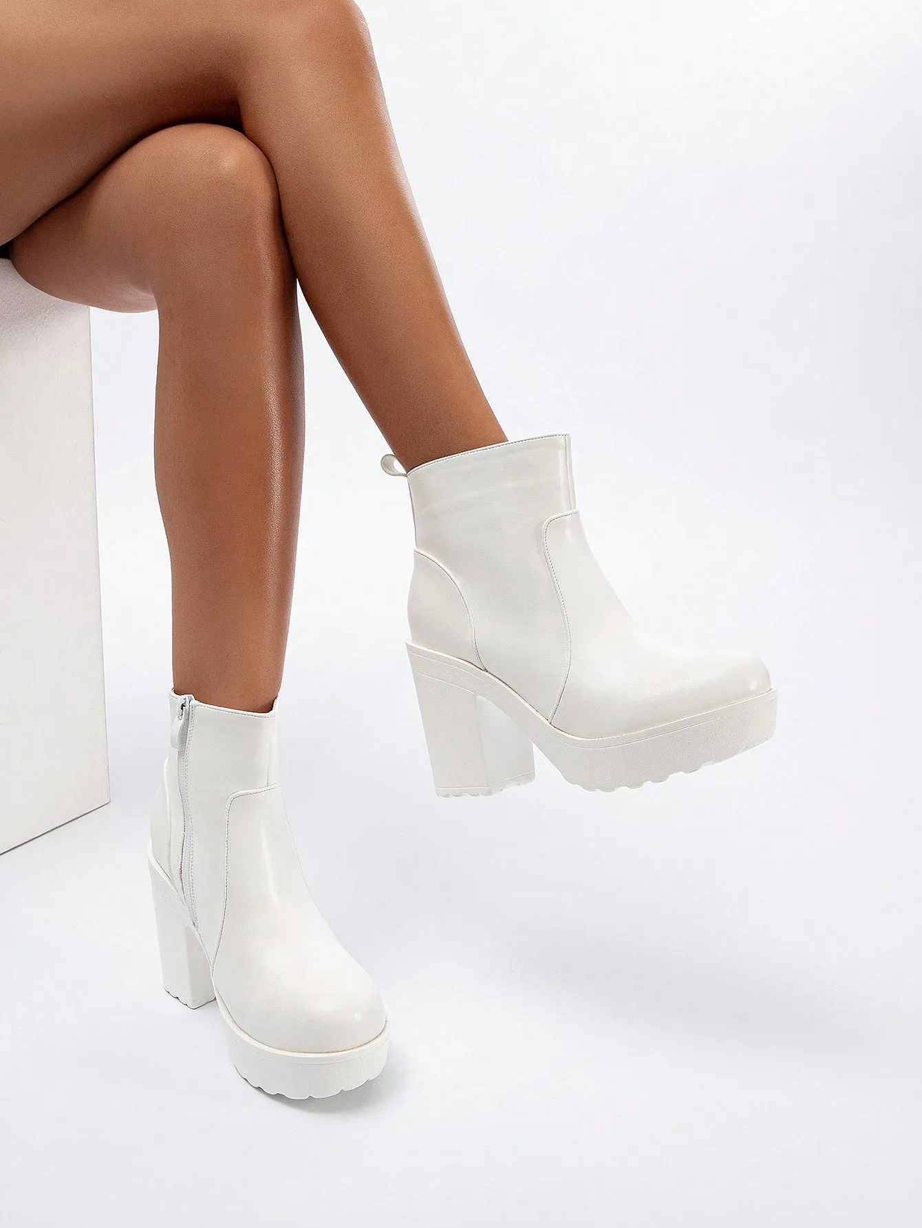 Zipper Side Platform Chunky Heeled Combat Boots