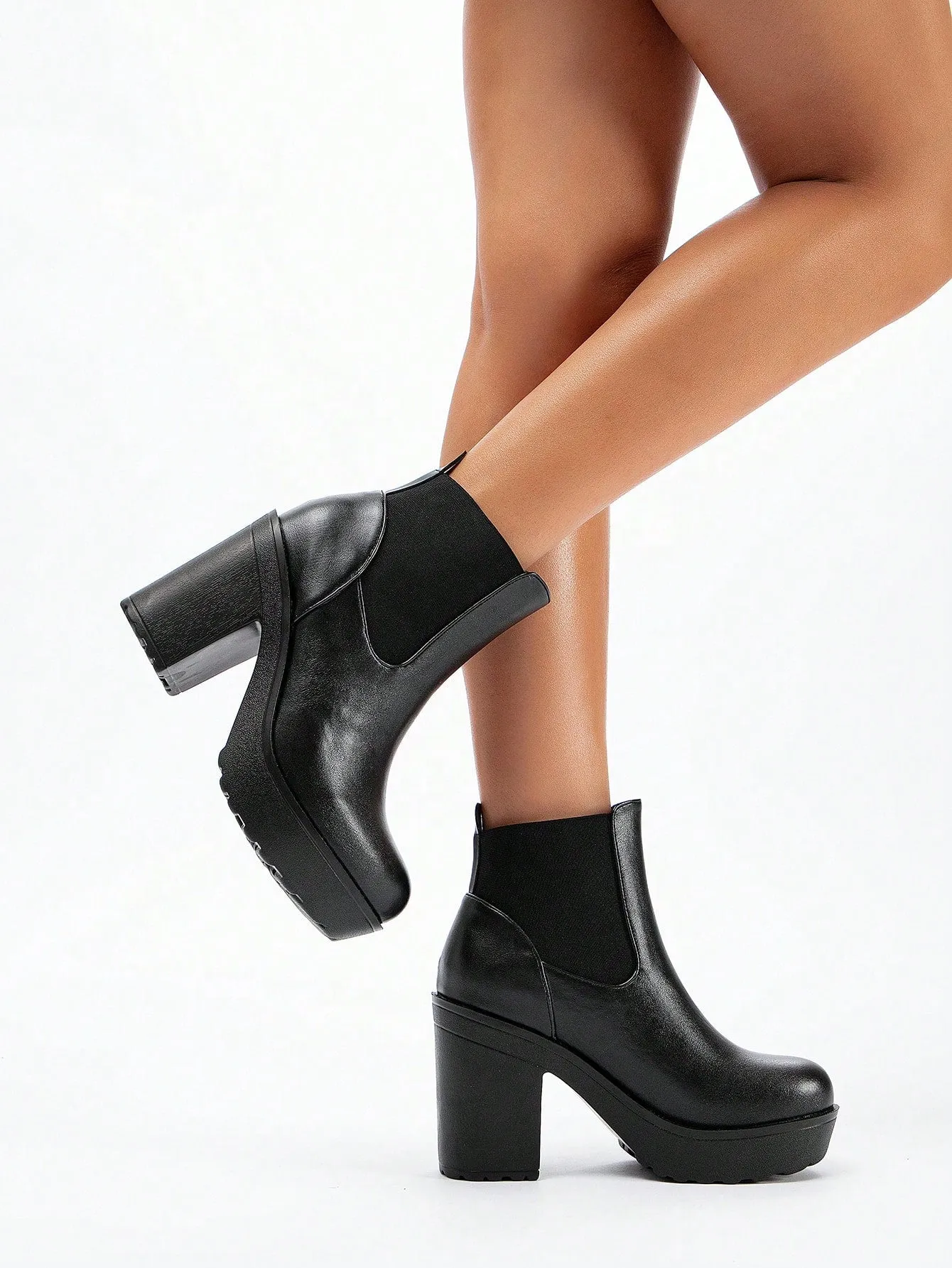 Zipper Side Platform Chunky Heeled Combat Boots