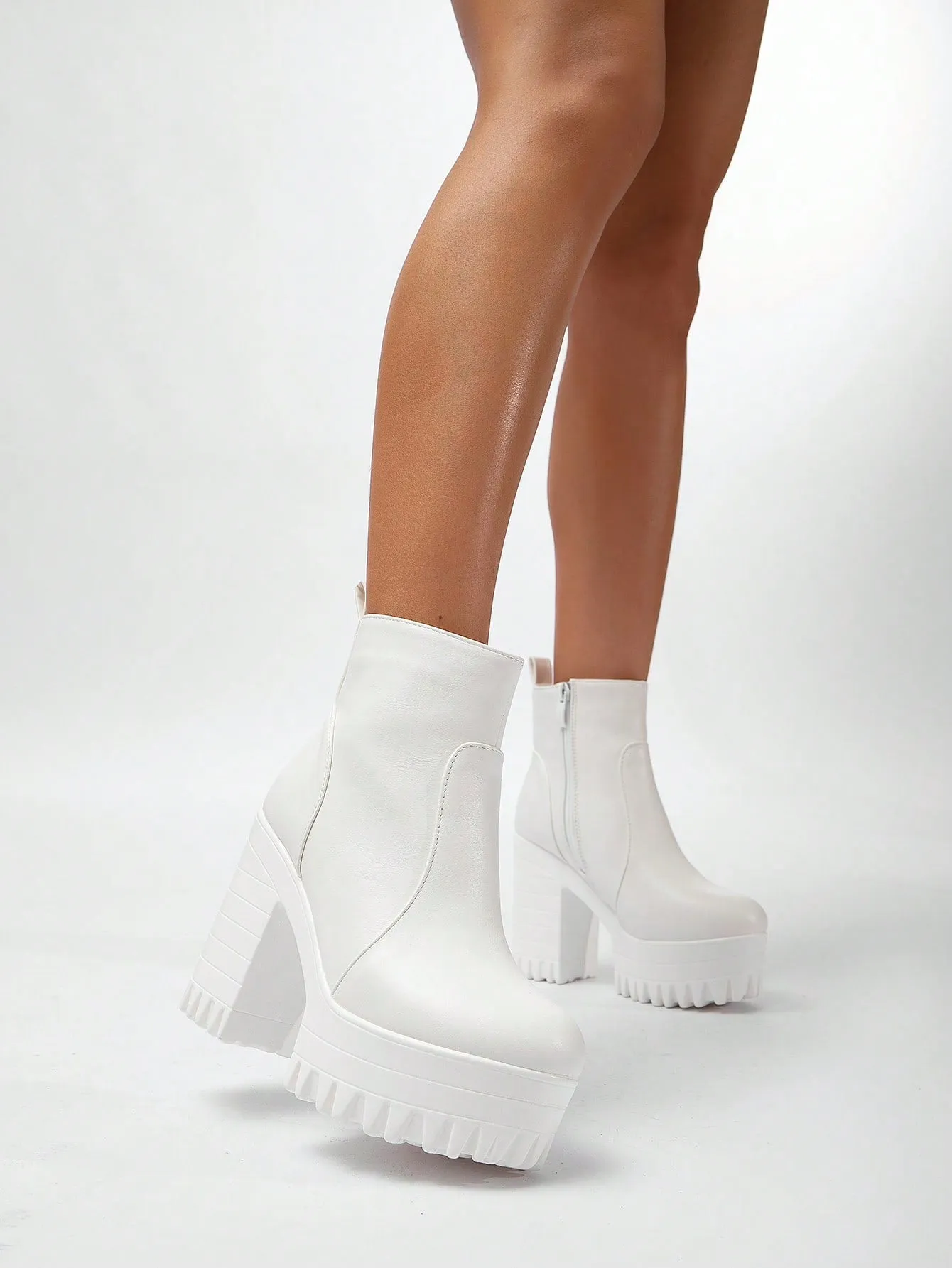 Zipper Side Platform Chunky Heeled Combat Boots