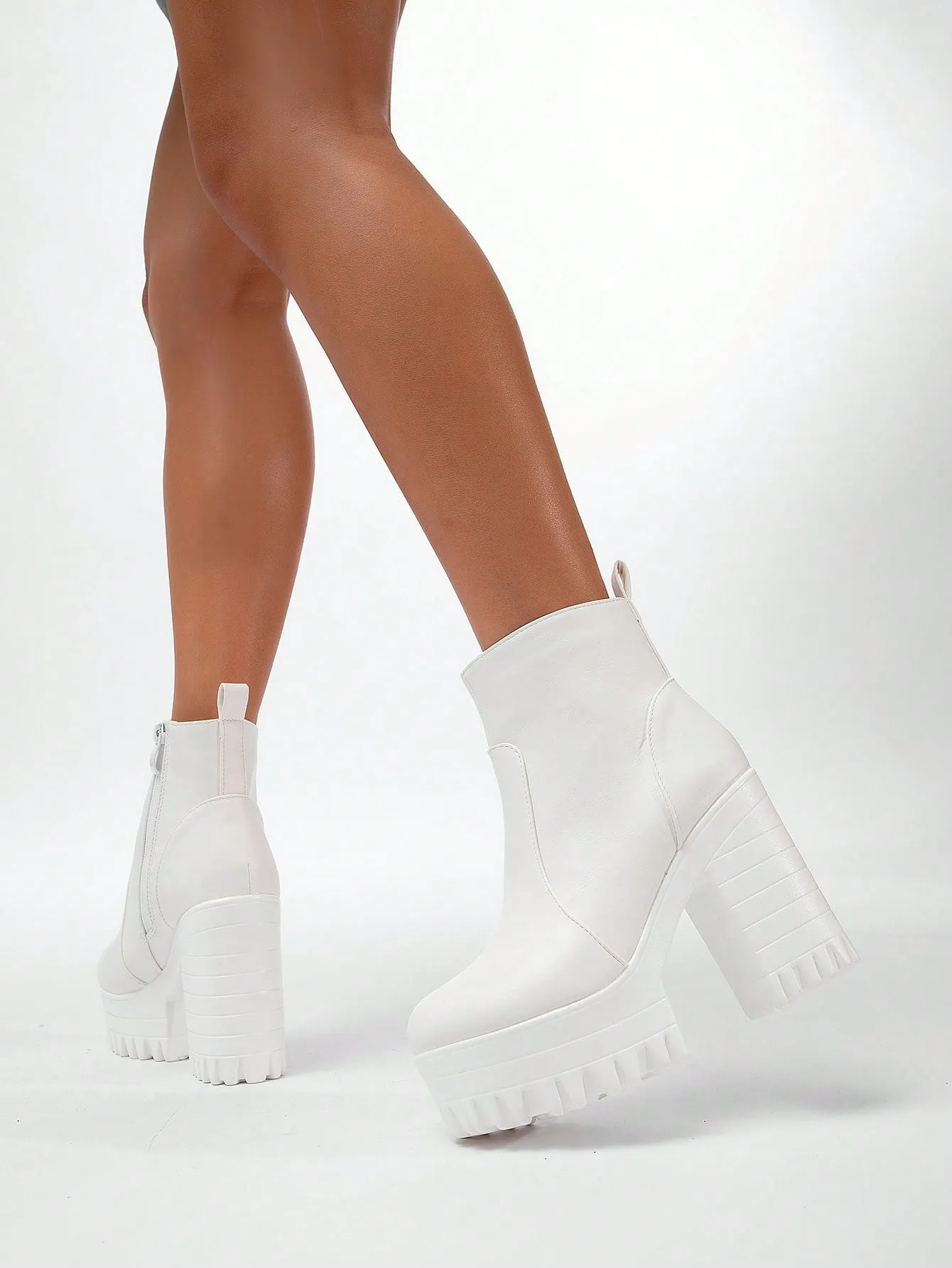 Zipper Side Platform Chunky Heeled Combat Boots