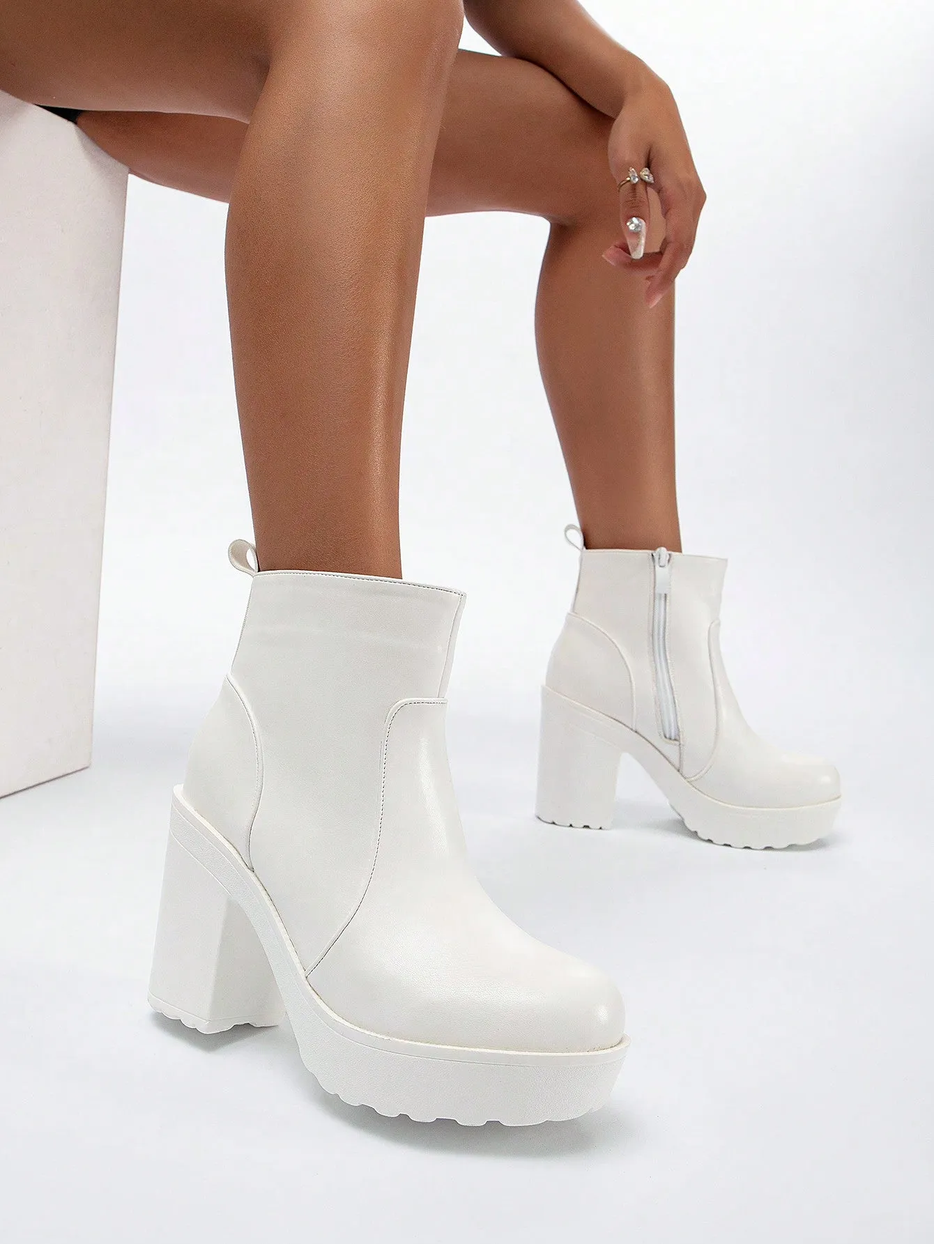 Zipper Side Platform Chunky Heeled Combat Boots